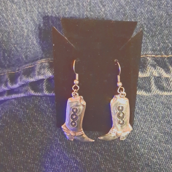 S 925 Cowgirl Boot Dangle Earrings - Picture 1 of 3